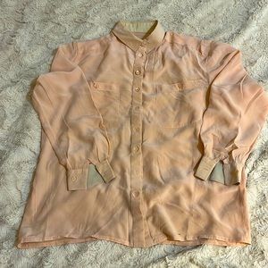 Eleanor P. Brenner 100% Silk Peach Color Long Sleeve Blouse Size 6